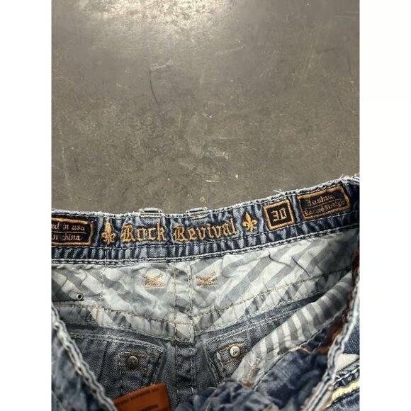 Rock Revival Joshua Relaxed Straight Studded Blue Jeans - Picture 2 of 4